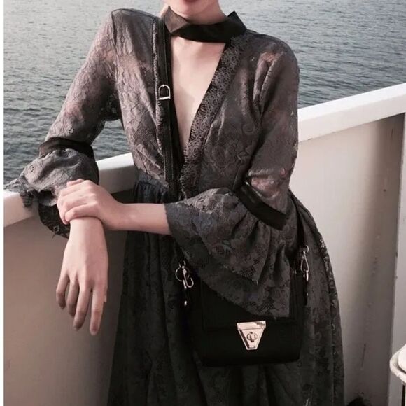 Free People Gilded Lace Mini Dress S - Picture 6 of 9